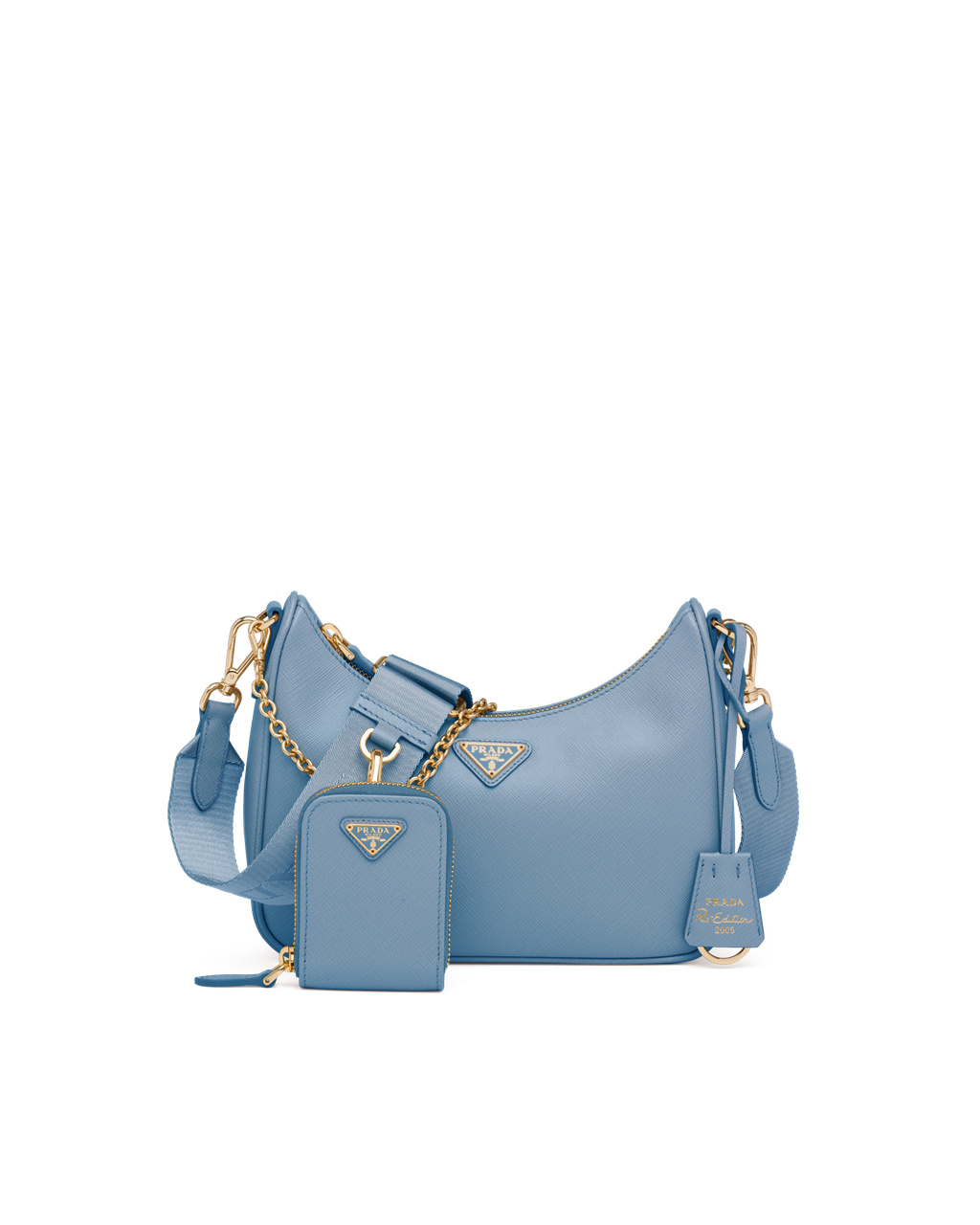 Best Cheap Prada Shoulder Bags Of 2023 - Pale Blue Womens Prada Re-edition  2005 Saffiano Leather Bag