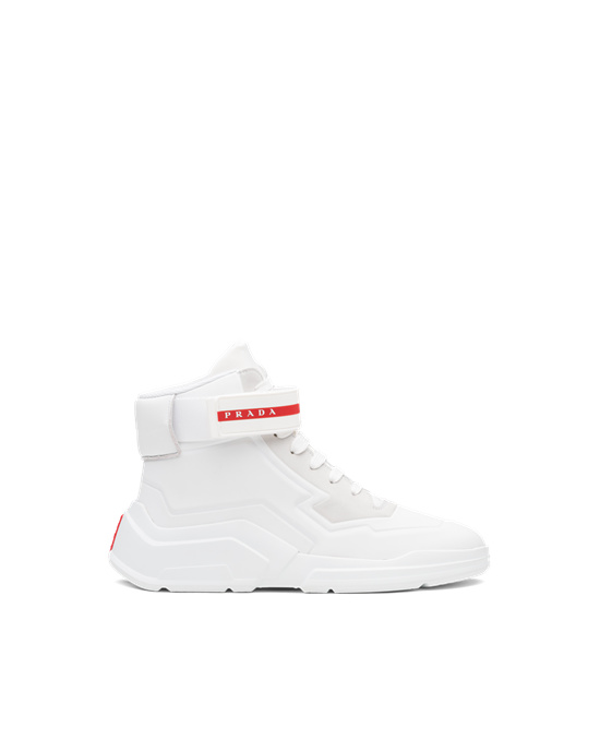 Prada Sneakers On Clearance - White / Black Womens Downtown Perforated ...